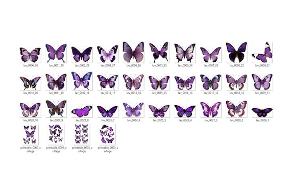 Vintage Lavender Butterflies, Vintage Purple Butterfly Clipart