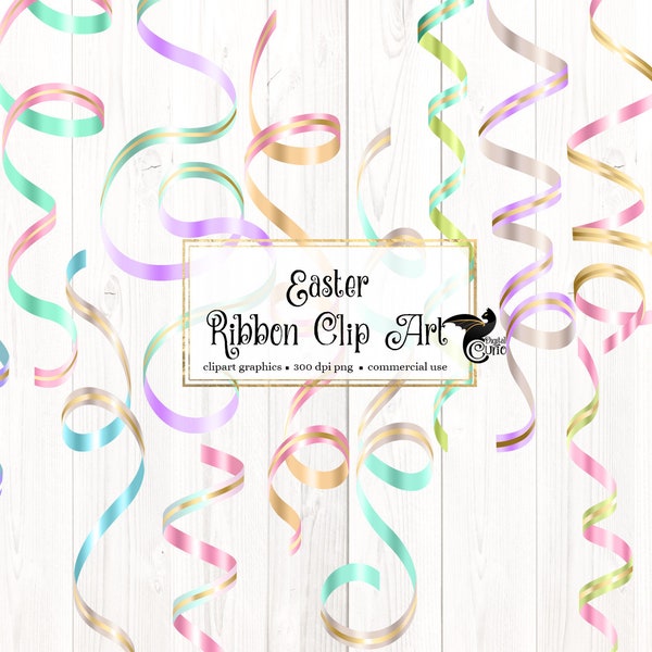 Easter Ribbon Clip Art - curling ribbons in png format instant download for commercial use