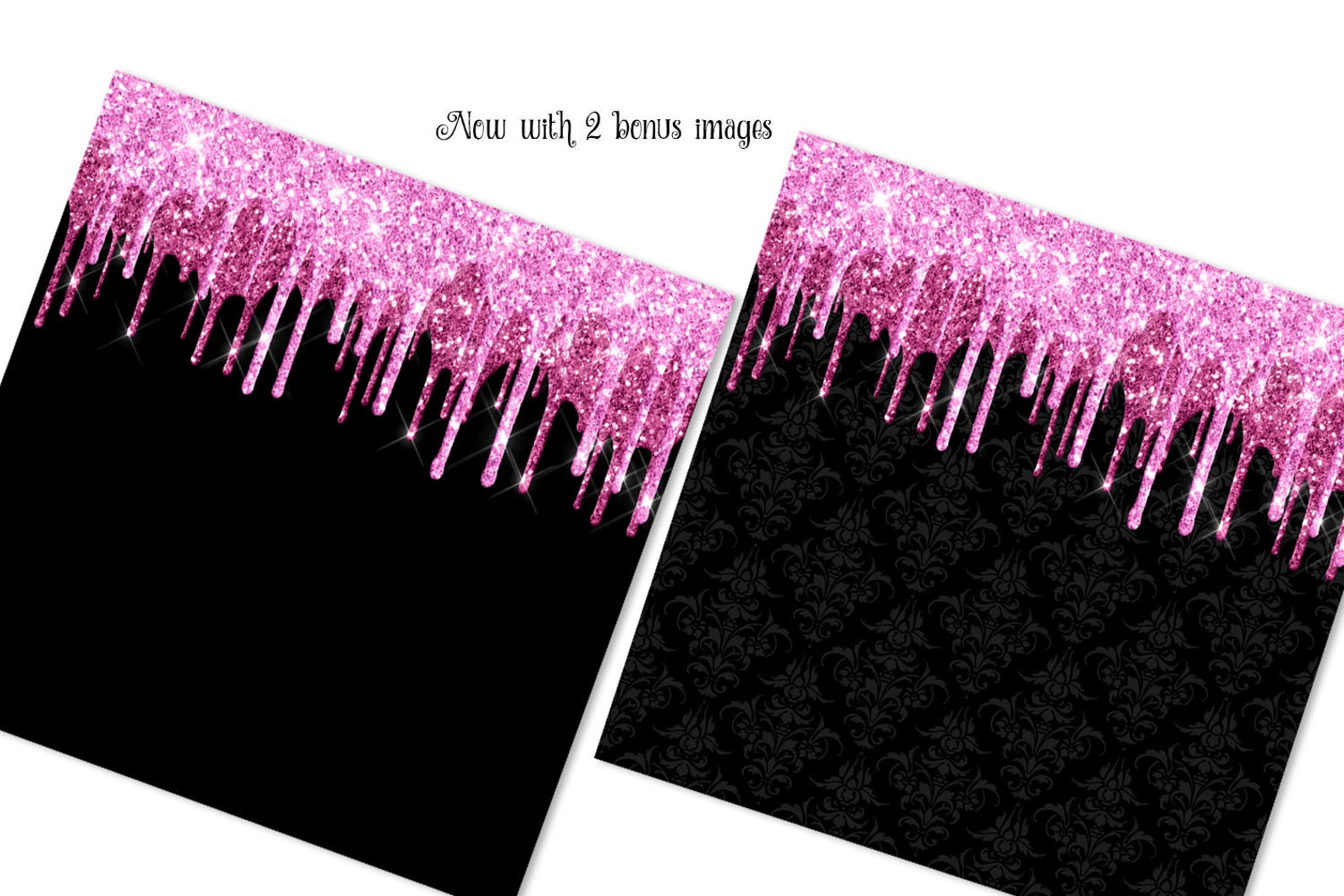 Pink and Black Dripping Glitter Digital Paper Glitter Etsy
