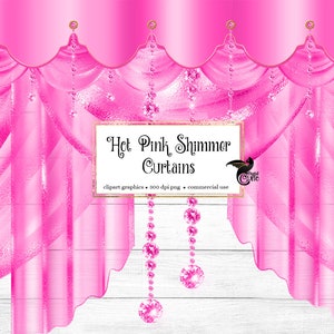 Imágenes Prediseñadas de cortinas de brillo rosa fuerte, gráficos de imágenes prediseñadas de telón de fondo de cortina digital, cortinas de escenario, cortinas de teatro, superposiciones de png de cortina