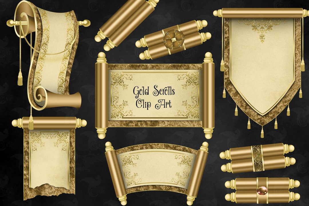 Gold Scrolls Clipart - Digital Clip Art for Magic Fantasy Designs ...