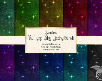 Twilight Starry Sky Digital Paper, Seamless Galaxy Backgrounds (Digital Download)