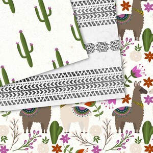 Llama Digital Paper, Seamless Llama Patterns Printable Scrapbook Paper ...