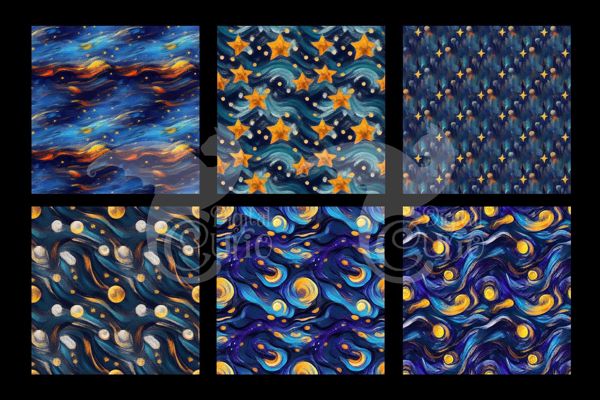 Starry Van Gogh Digital Paper Seamless Starry Night Printable - Etsy Canada