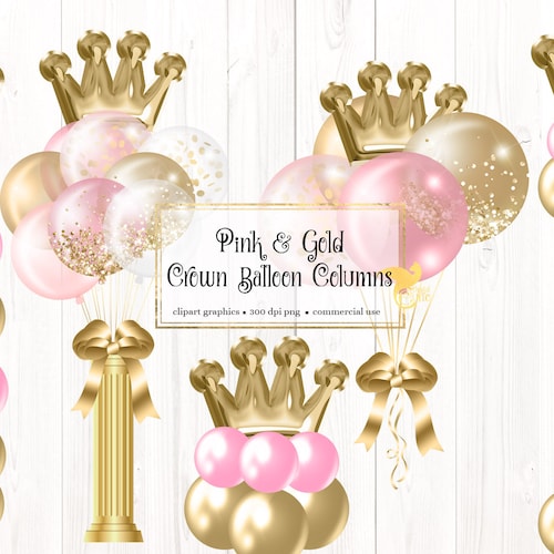Pink and Gold Balloon Arch Clipart Balloon Png Digital - Etsy