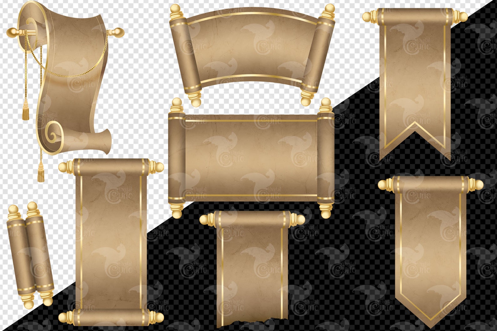 Gold Scrolls Clipart Digital Clip Art for Magic Fantasy Etsy