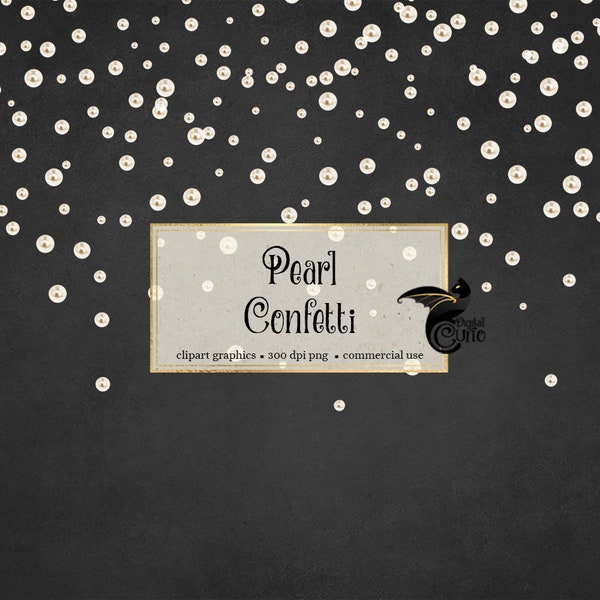 Pearl Confetti Clip Art, digital pearl overlays, ivory pearls, white scattered pearl png clipart photo overlay download commercial use