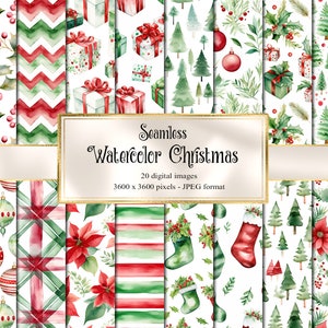 Watercolor Christmas Digital Paper, seamless printable textures printable scrapbook paper