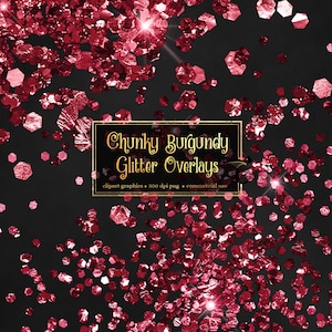 Chunky Burgundy Glitter Overlays, digital glitter png overlays, clip art glitter confetti instant download