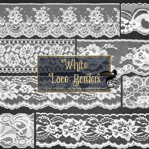 White Lace Clipart, Vintage Lace borders clip art scrapbook embellishments, png lace png clipart digital instant download commercial use