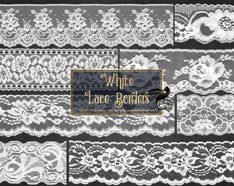 White Lace Clipart, Vintage Lace borders clip art scrapbook embellishments, png lace png clipart digital instant download commercial use