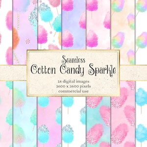 Papel digital Cotton Candy Sparkle - download instantâneo de texturas pastel de arco-íris sem costura para uso comercial