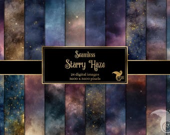 Starry Haze Digital Paper, Galaxy Seamless Texture (Digital Download)