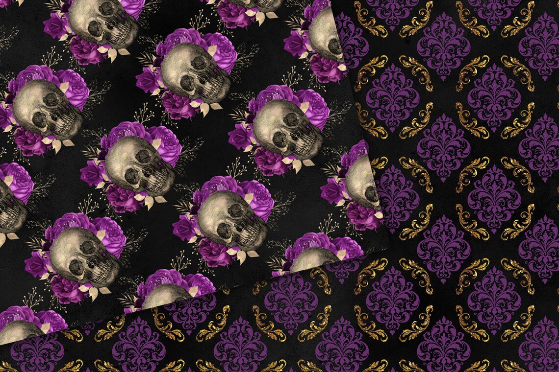 Purple Witch Digital Paper seamless grunge Halloween patterns | Etsy