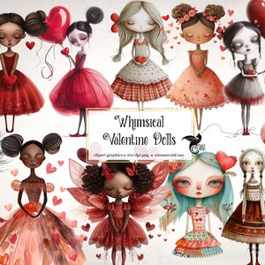 Whimsical Valentine Dolls Clipart - fantasy fairy png clip art graphics for commercial use