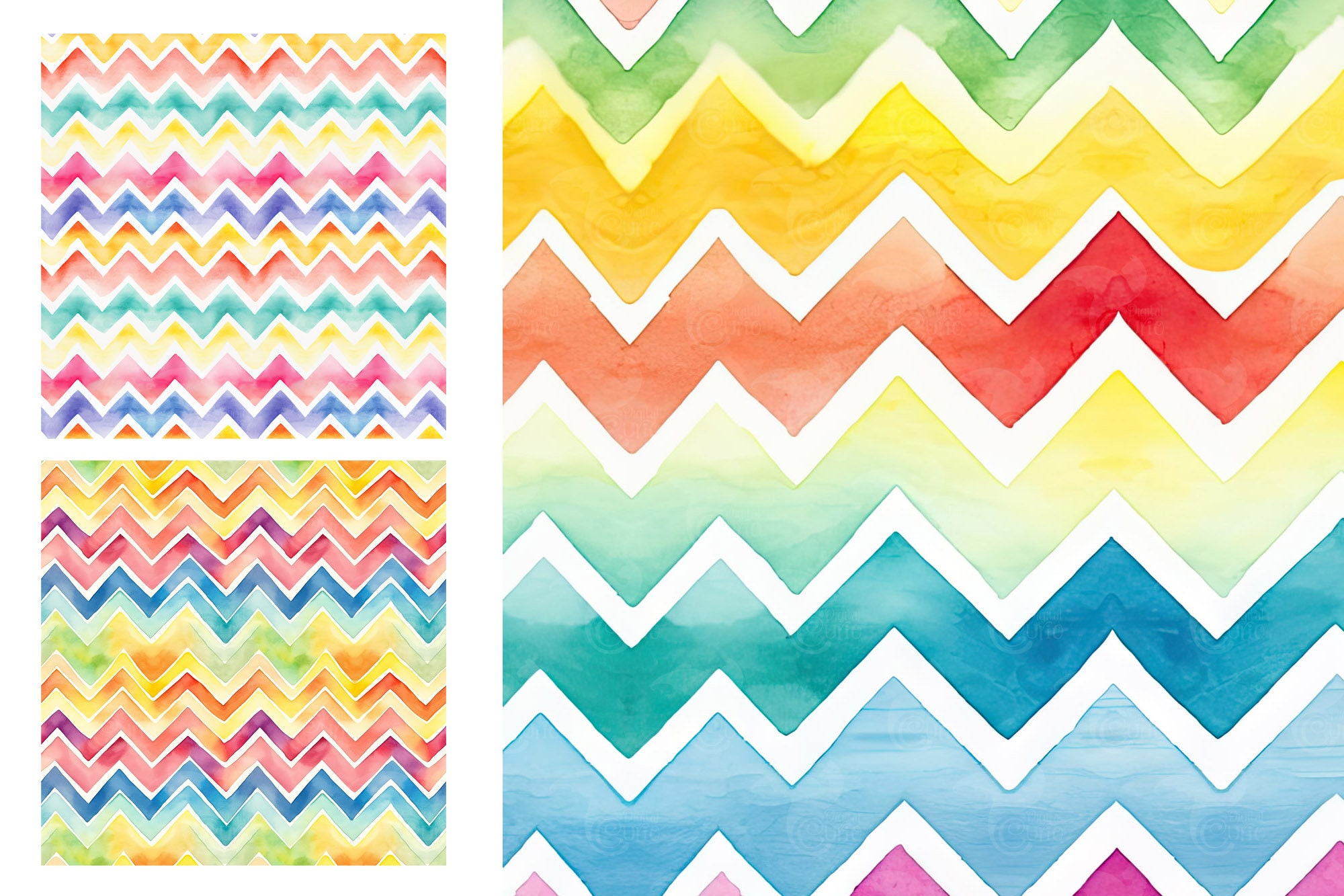 Watercolor Rainbow Chevron Digital Paper, Seamless Printable Textures ...