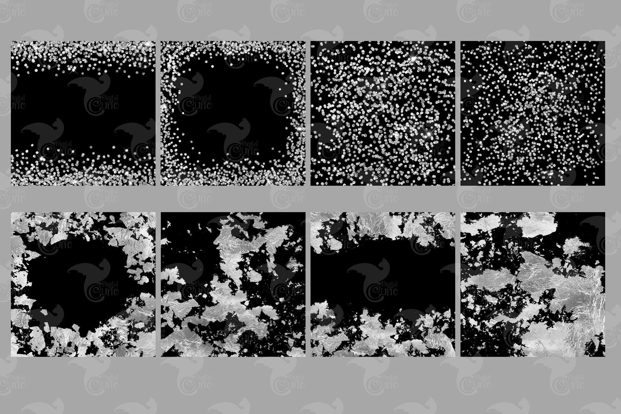 Silver Glitter and Foil Backgrounds – 16 Digital Textures (12x12 Inches ...