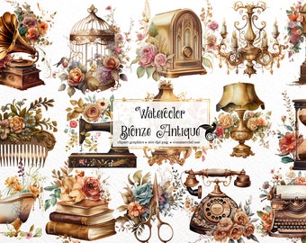 Aquarell Bronze Antik Clipart - vintage shabby PNG format sofortiger Download für kommerzielle Nutzung