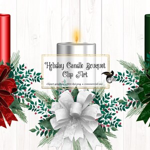 Holiday Candle Bouquets Clipart - laço de fita Decoração de Natal png clip art gráficos download instantâneo para uso comercial