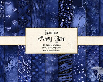 Navy Glitter Digital Paper | Navy Glitter Digital Paper Pack | Seamless ...