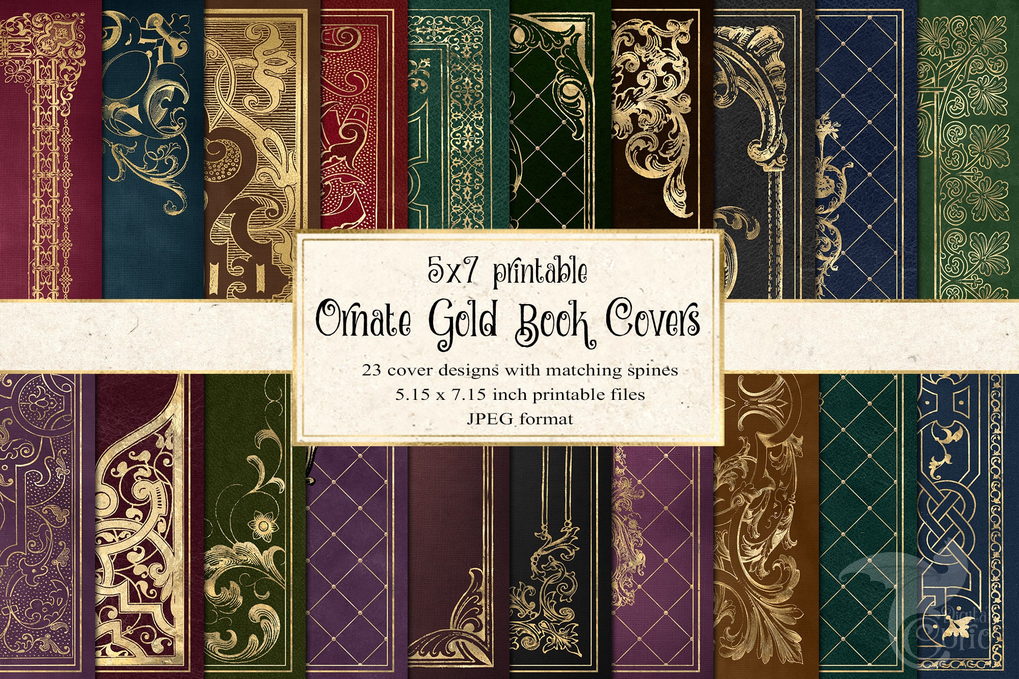 5x7 Ornate Gold Book Covers Digital Paper Gold Decorative - Etsy Canada