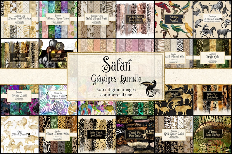 Safari Graphics Bundle African Animal Prints Clipart and - Etsy