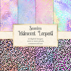 Irisierende Leopard Print digitales Papier, nahtlose Geparden Haut Muster Hintergründe Regenbogen Fell Tierhäute druckbares Papier kommerzielle Nutzung