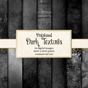 Distressed Dark Textures Digital Paper, black grunge textures, distressed background, textured gray and black digital paper instant download