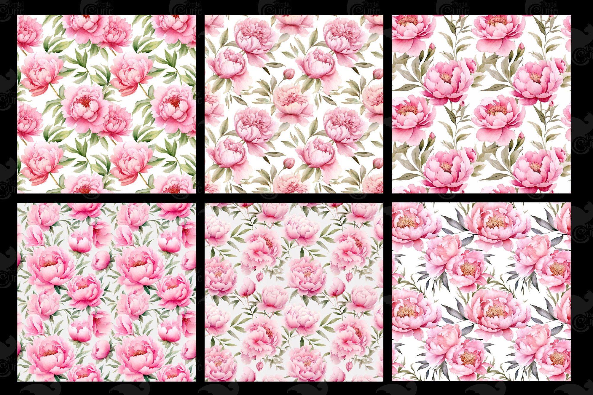 Watercolor Pink Peony Digital Paper, Seamless Floral Patterns (digital ...