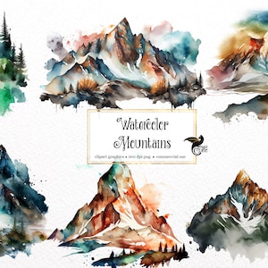 Watercolor Mountain Clipart - mountains landscapes in PNG format instant download for commercial use