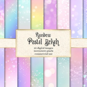 Rainbow Pastel Bokeh Digital Paper, fondos en degradados ombre suaves descarga instantánea para uso comercial
