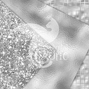 Silver Textures Digital Paper, Glitter Backgrounds (digital Download ...