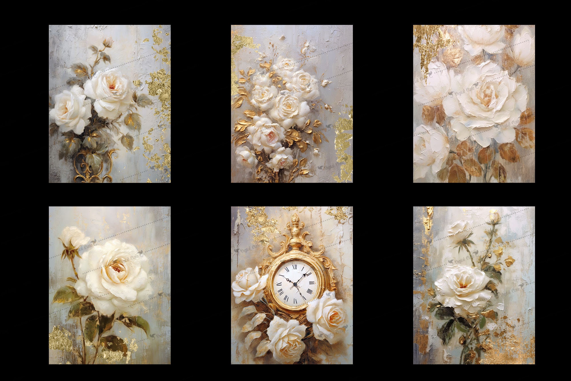Roses Drawings Rococo Antique White Roses Journal Paper, Rococo Printable Pages (digital ...