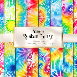 Papel digital Rainbow Tie Dye, papel para scrapbook imprimível com texturas perfeitas