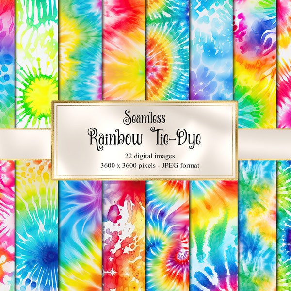 Rainbow Tie Dye Digital Paper, seamless printable textures printable scrapbook paper