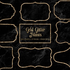 Gold Glitzer Rahmen Clip Art, funkelnde PNG Grafiken (kommerzielle Nutzung)