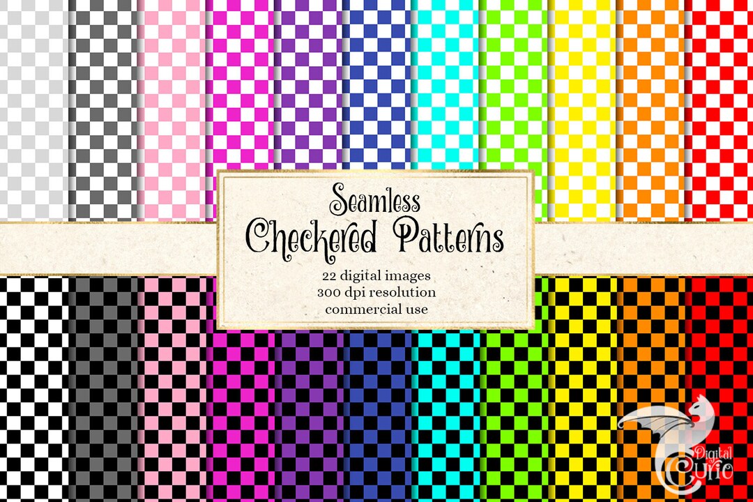 Checkered Digital Paper, Seamless Checker Patterns Printable Scrapbook ...