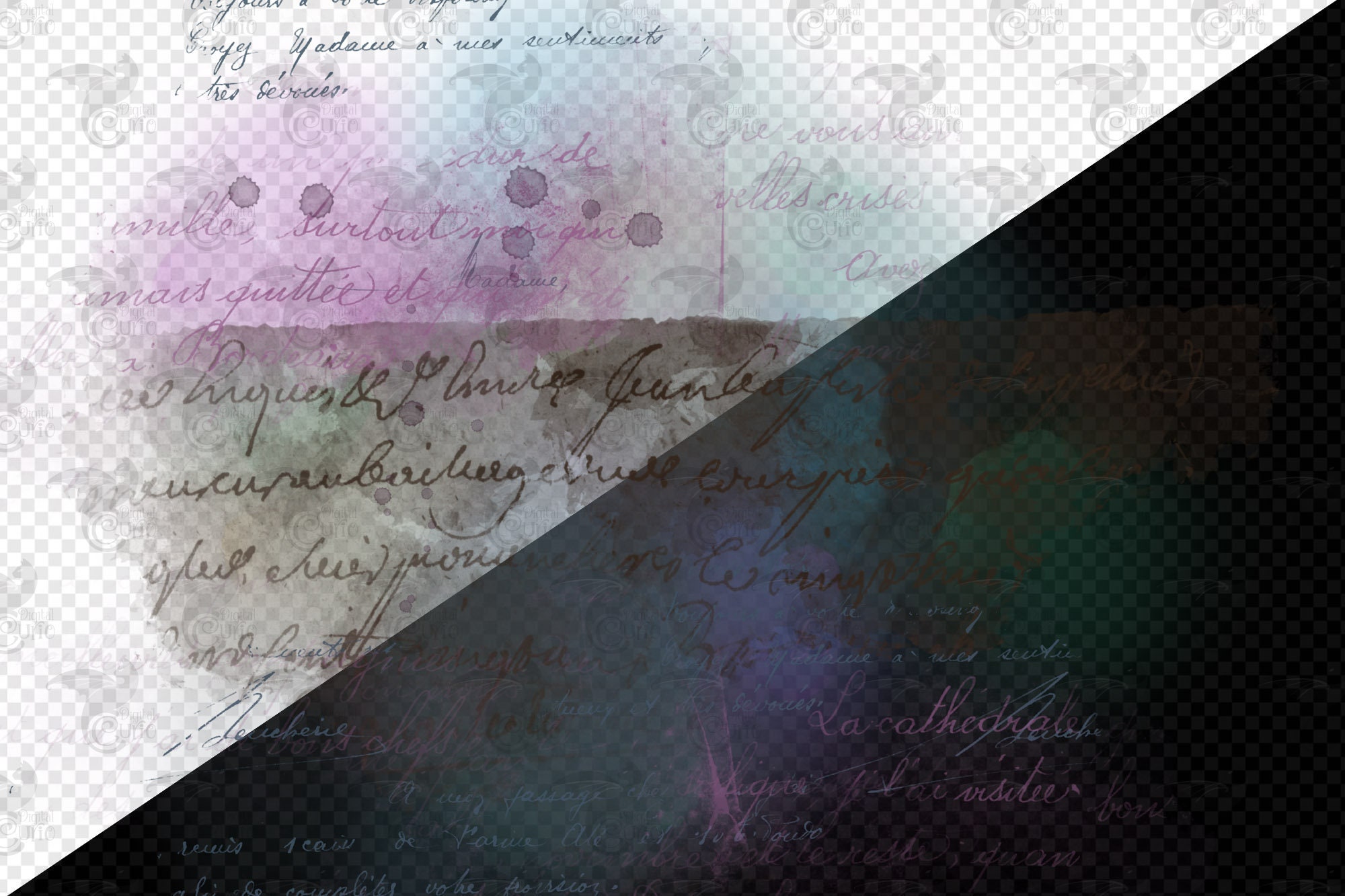 Ink Writing Clipart Overlays – Vintage Handwriting PNG (digital ...