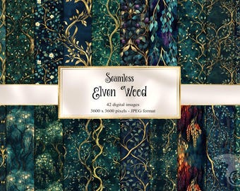 Elven Forest digitaal papier, naadloze boompatronen (digitale download)