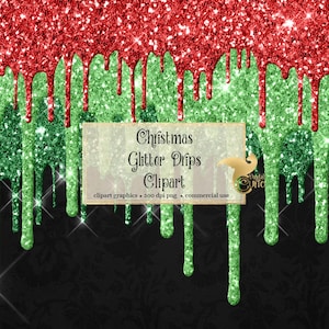 Weihnachten Glitzer Tropfen Clipart, digitale funkelnde Überlagerungen Glitzer Zuckerguss ClipArt für Feiertagseinladungen und kommerzielle Nutzungsdesigns