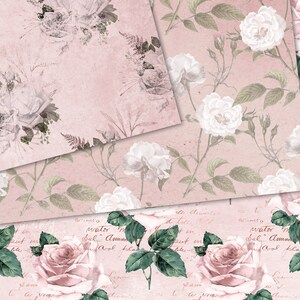 Pink Shabby Floral Digital Paper – Seamless Rustic Patterns (digital ...