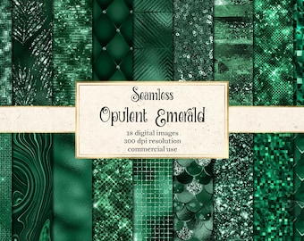 Opulent Emerald Digital Paper, seamless green textures with glitter and foil instant download for commercial use