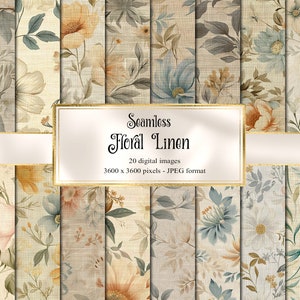 Papel Digital de lino floral, papel digital de flores rústicas sin costura para imprimir papel de álbum de recortes fondos de tablones de madera
