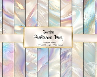 Pearlescent Ivory - seamless mother of pearl shell textures with iridescent shimmer instant download for commercial use