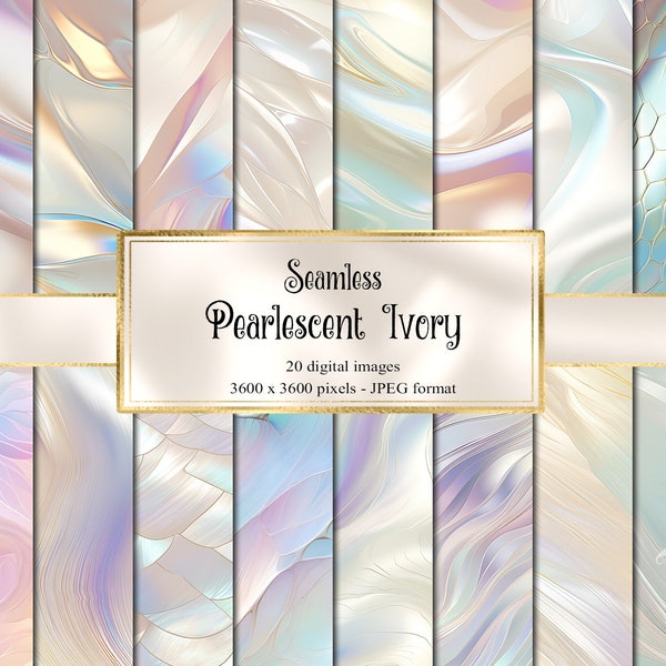 Pearlescent Ivory - seamless mother of pearl shell textures with iridescent shimmer instant download for commercial use