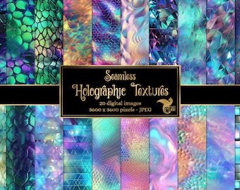 Holographic Seamless Textures - Metallic Digital Paper (JPEGs)