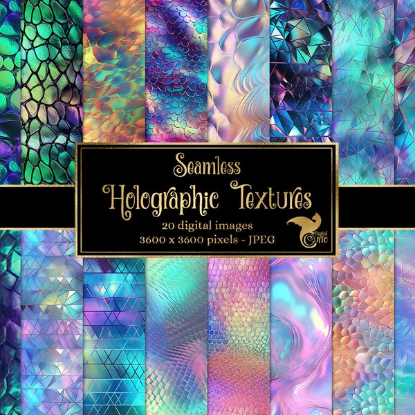 Holographic Textures - seamless digital paper metallic digital paper backgrounds for commercial use