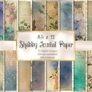 Shabby Journal Digitales Papier Pack, Scrapbook Papier, Junk Journal, Digitales Papier, Dekoratives Papier, Ausdruckbares Papier