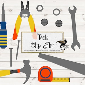 Tools Clipart - bouw- en handgereedschap met hamer en moersleutel in vector- en PNG-indeling direct downloaden voor commercieel gebruik