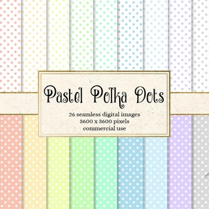 Pastel Polka Dots Digital Paper, baby shower digitaal papier naadloze betegelbare zachte regenboogkleuren afdrukbaar Pasen plakboekpapier